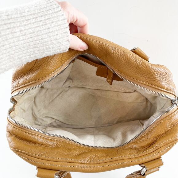 Michael Kors Leather Satchel Bowler Purse Handbag Bag Brown Cognac - Picture 4 of 9